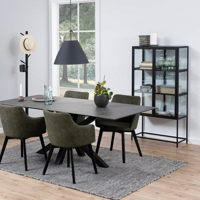 Seaford 2 Glass Door Display Cabinet in Black – FTG, view 6