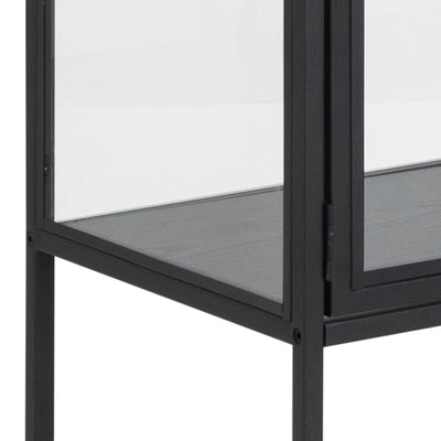 Seaford 2 Glass Door Display Cabinet in Black – FTG, view 9