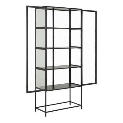 Seaford Tall Black Metal 2 Door Display Cabinet – FTG, view 4