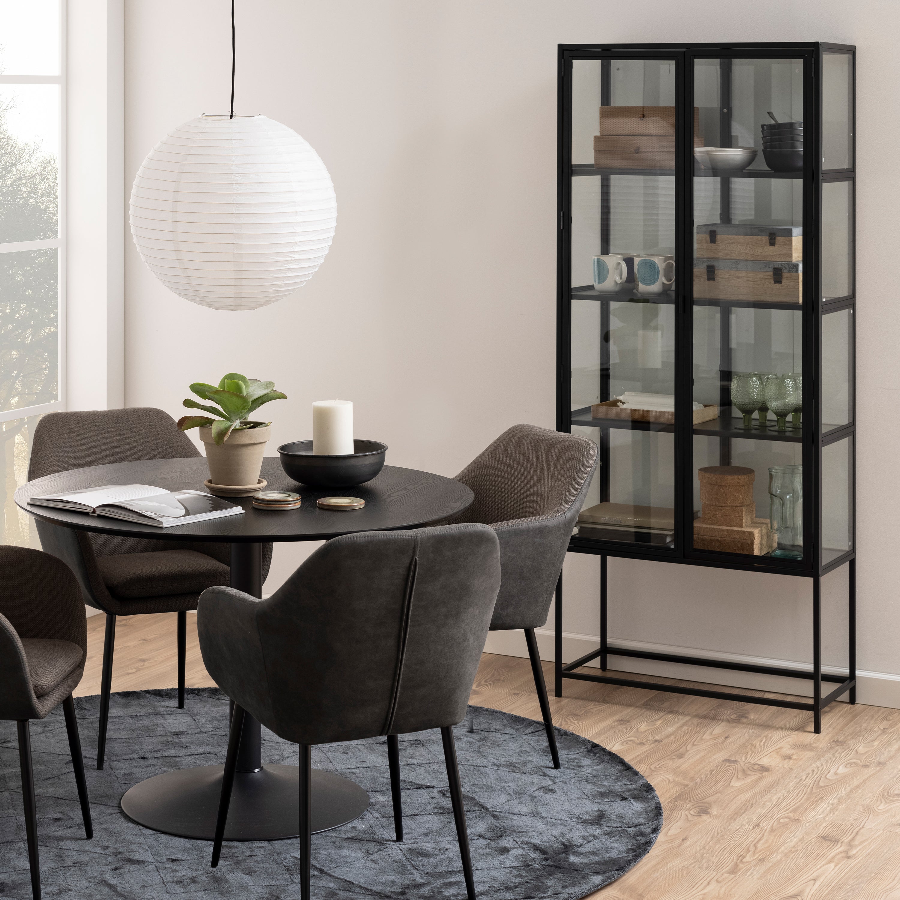 Seaford Tall Black Metal 2 Door Display Cabinet – FTG, view 5