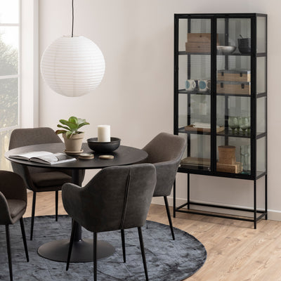 Seaford Tall Black Metal 2 Door Display Cabinet – FTG, view 5