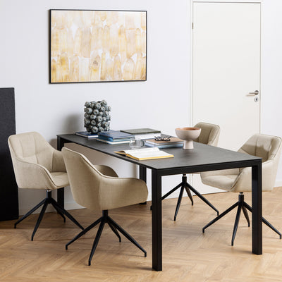 Brentford Matt Black Ceramic Dining Table – FTG, view 3