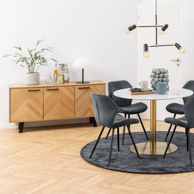 Brighton 3 Door Sideboard in Oak with Herringbone Effect – FTG, view 2