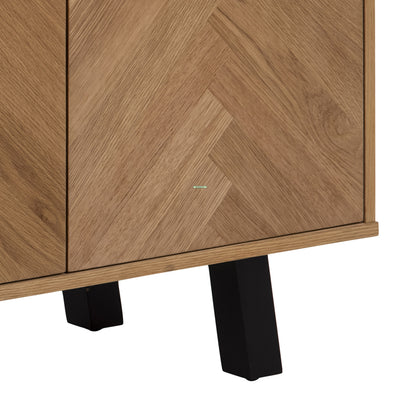 Brighton 3 Door Sideboard in Oak with Herringbone Effect – FTG, view 5