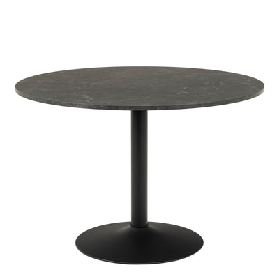 Ibiza Round Dining Table with Black Top and Matt Black Base – FTG