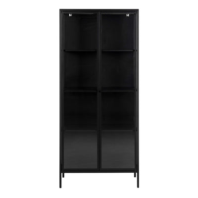 Newcastle Tall 2 Door Display Cabinet in Matt Black – FTG, view 2