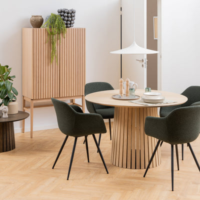 Christo Round Dining Table in White Oak – FTG, view 3