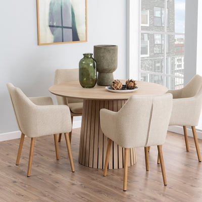 Christo Round Dining Table in White Oak – FTG, view 5