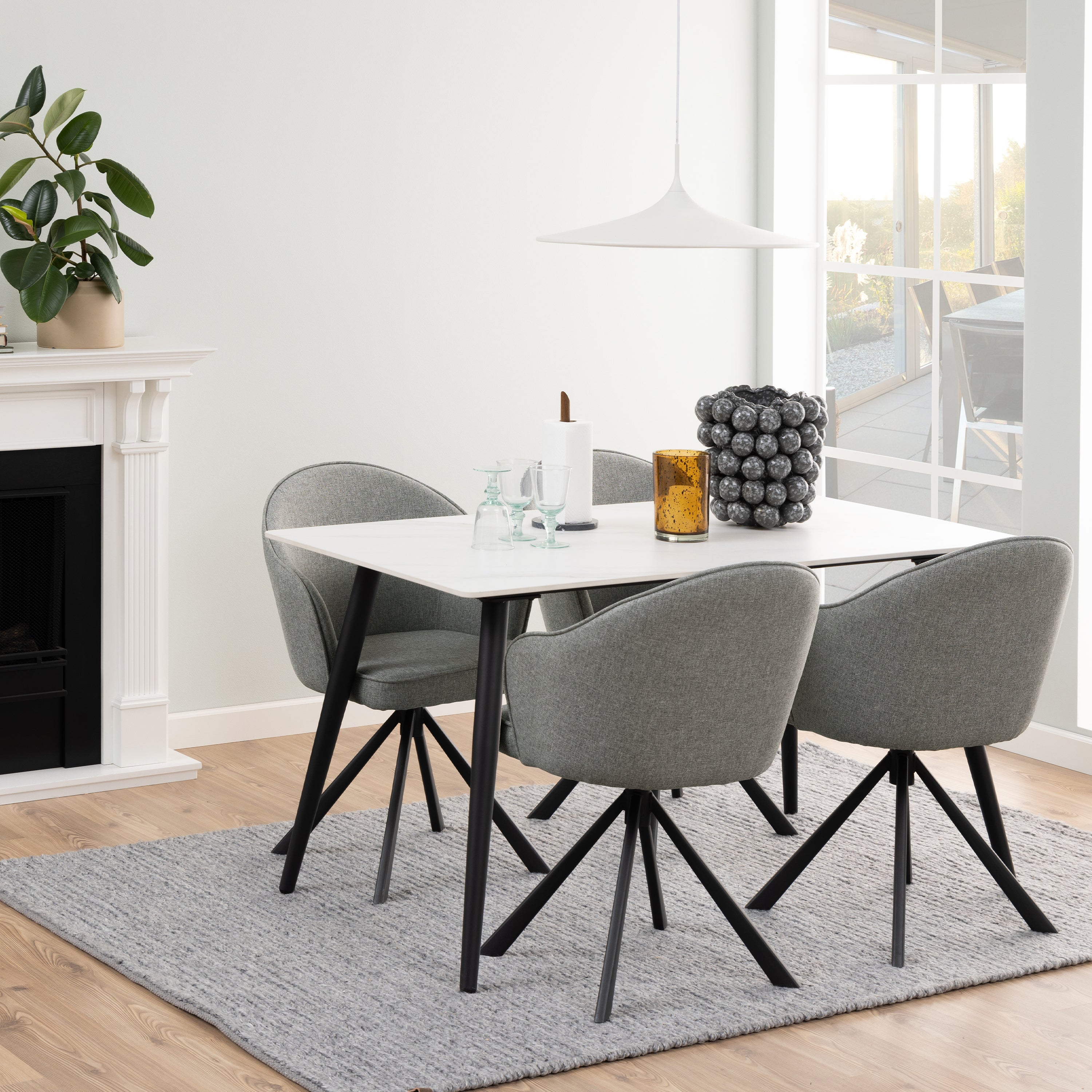 Wicklow Ceramic Dining Table in White – FTG, view 4