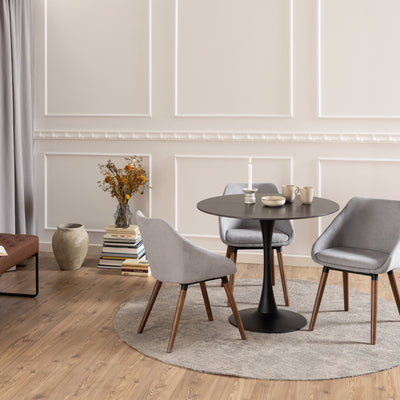 Malta Ceramic Round Dining Table in Black 90x75cm – FTG, view 3