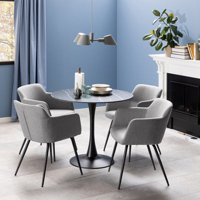 Malta Ceramic Round Dining Table in Black 90x75cm – FTG, view 5