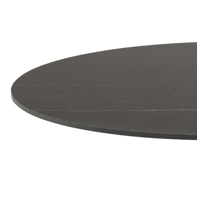 Malta Ceramic Round Dining Table in Black 90x75cm – FTG, view 7