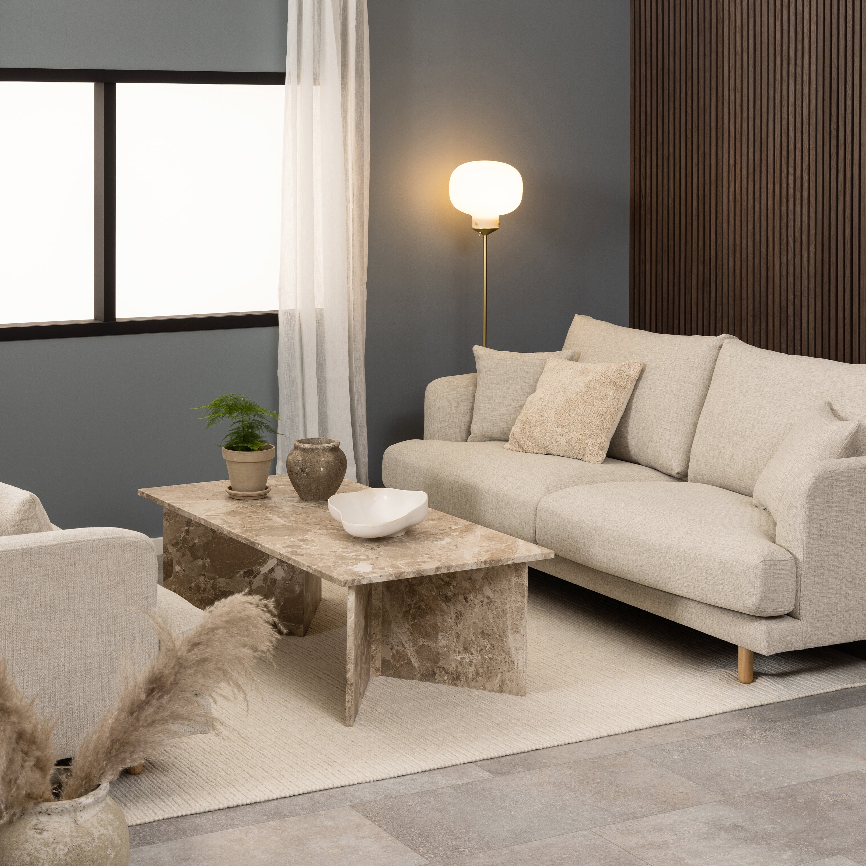 Vega Rectangular Coffee Table with Brown Marble Top 140cm – FTG, view 2