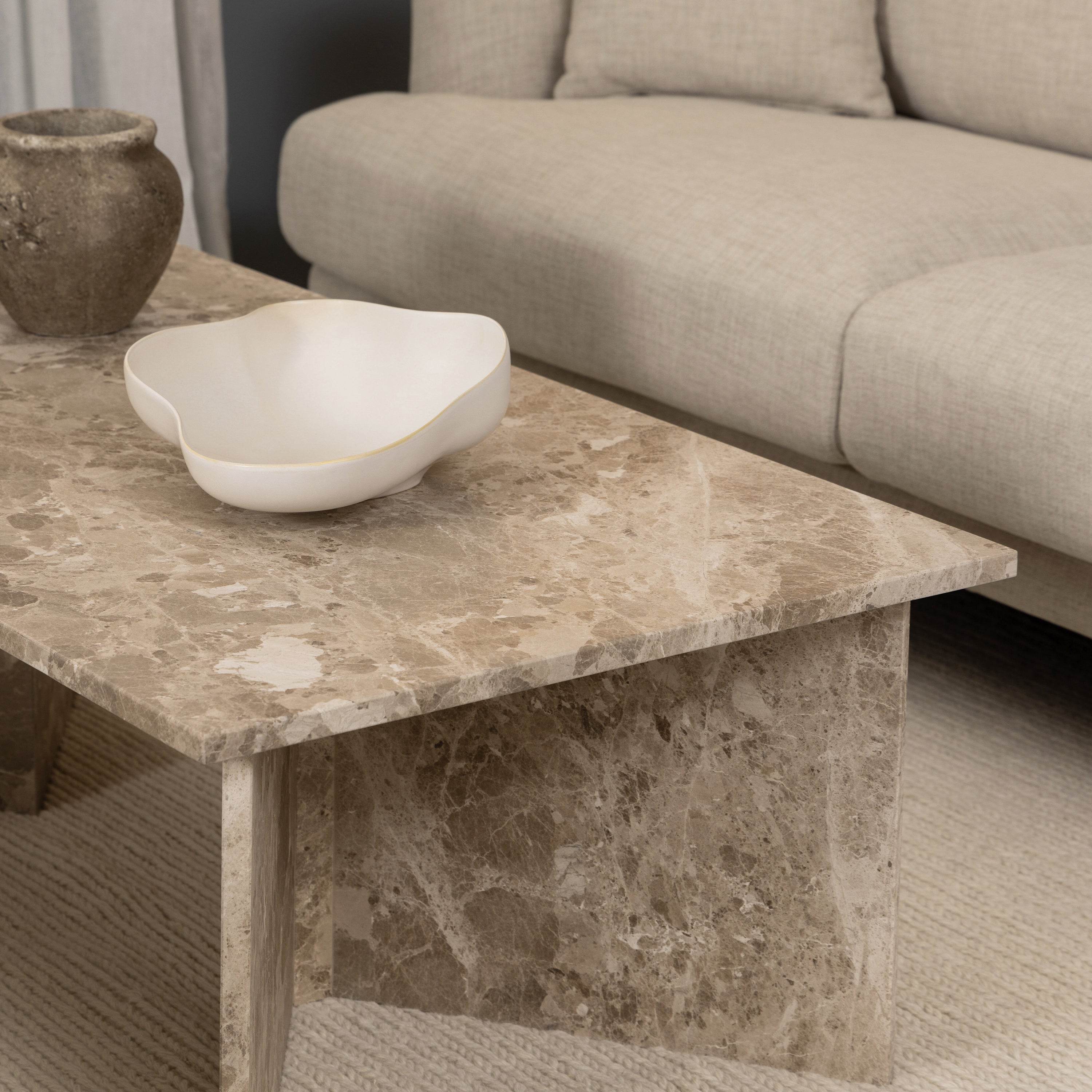 Vega Rectangular Coffee Table with Brown Marble Top 140cm – FTG, view 3