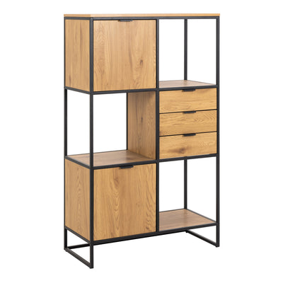 Swindon Bookcase with 2 Doors, 3 Drawers and 1 Shelves in Black – FTG