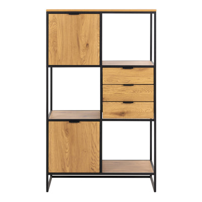Swindon Bookcase with 2 Doors, 3 Drawers and 1 Shelves in Black – FTG, view 2