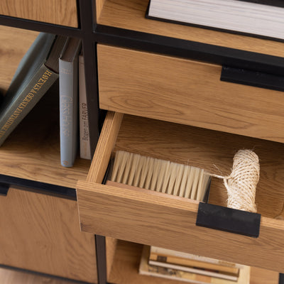 Swindon Bookcase with 2 Doors, 3 Drawers and 1 Shelves in Black – FTG, view 7