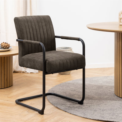 Yale Dining Table in Oak Included 4 Adele Dining Chair in Grey Fabric – FTG, view 8