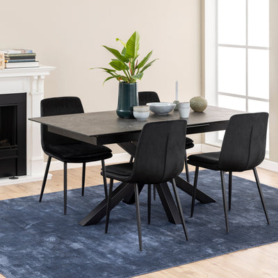 Heaven Extendable Dining Table with Ceramic Black Top 168cm – FTG, view 4