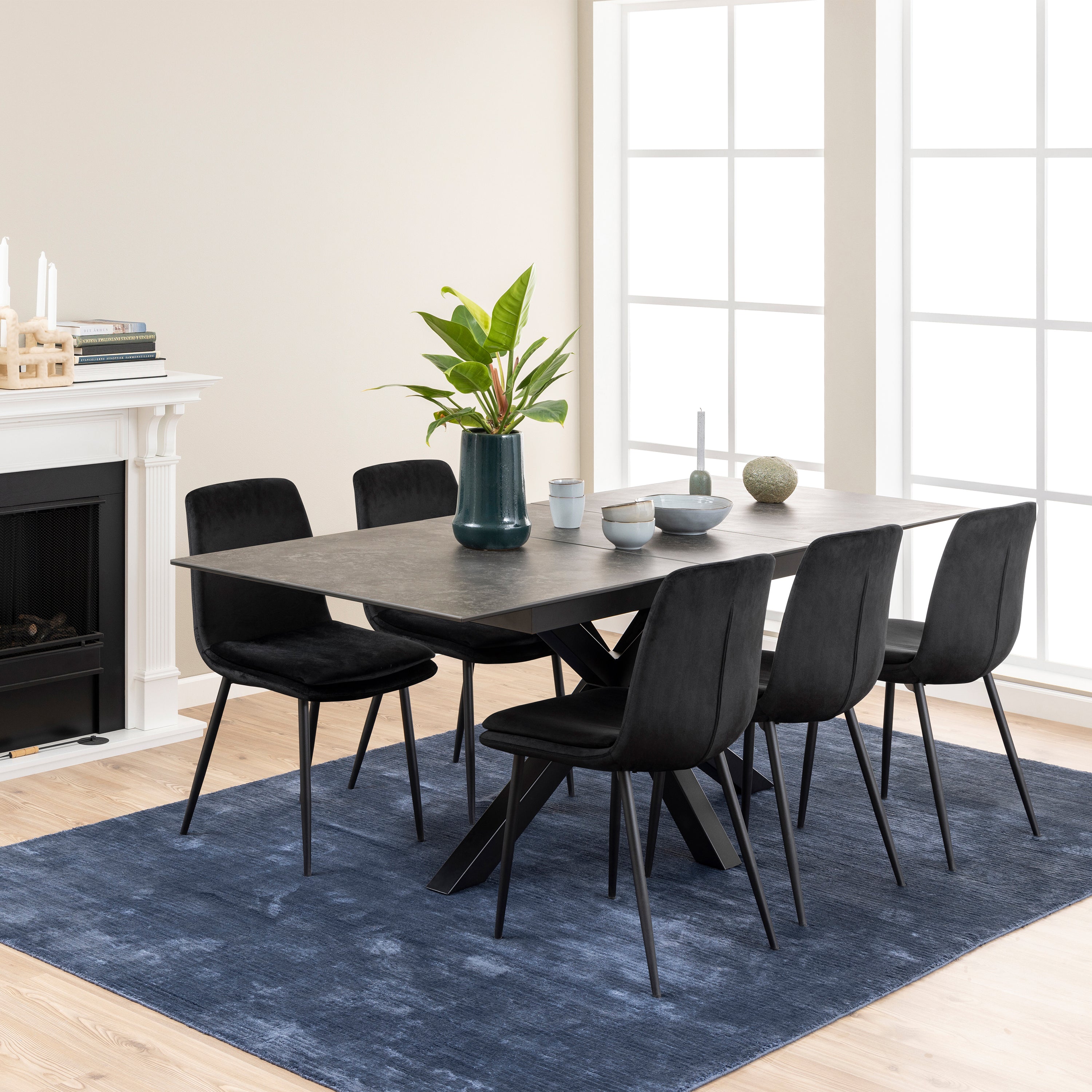 Heaven Extendable Dining Table with Ceramic Black Top 168cm – FTG, view 5
