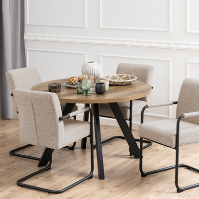 Zalida Round Dining Table in Oak – FTG, view 4