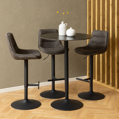 Malta Ceramic Round Bar Table in Matt Black – FTG, view 4