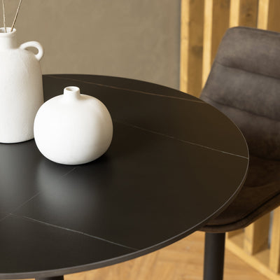Malta Ceramic Round Bar Table in Matt Black – FTG, view 5