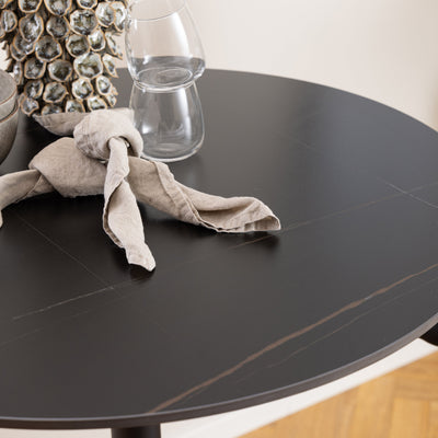 Malta Ceramic Round Bar Table in Matt Black – FTG, view 6