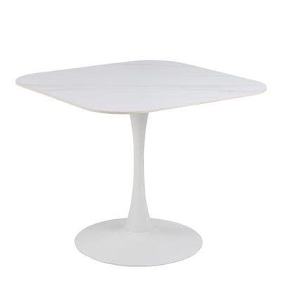 Malta Ceramic Square Dining Table in White – FTG, view 2