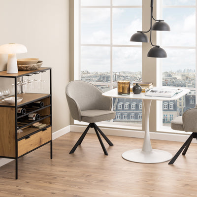 Malta Ceramic Square Dining Table in White – FTG, view 3