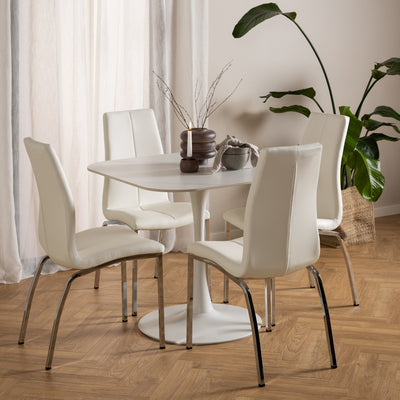 Malta Ceramic Square Dining Table in White – FTG, view 4