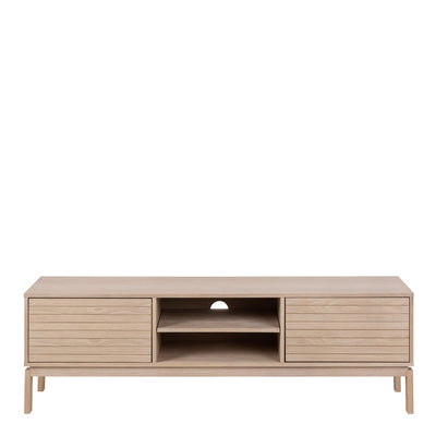 Linley 2 Door TV Unit in White Oak – FTG, view 2