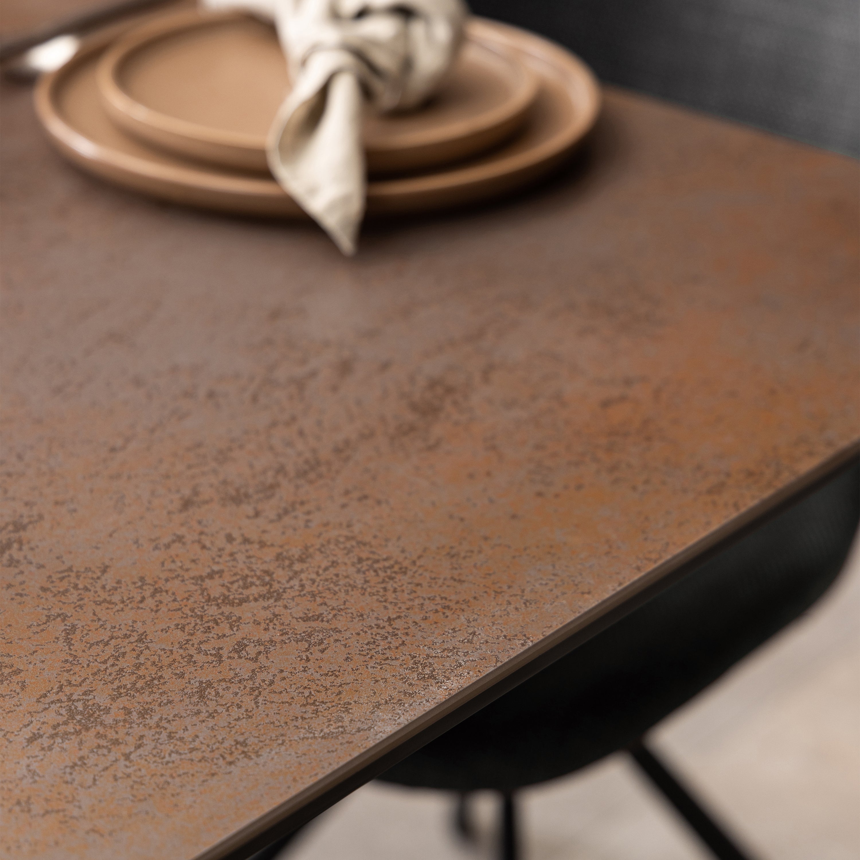 Heaven Extendable Dining Table with Ceramic Rusty Brown Top 168cm – FTG, view 6