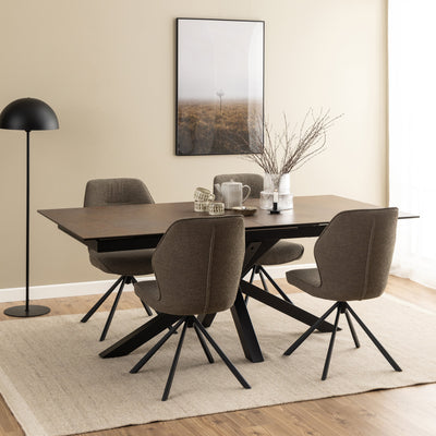 Heaven Extendable Dining Table with Ceramic Rusty Brown Top 200cm – FTG, view 4