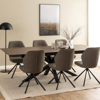 Heaven Extendable Dining Table with Ceramic Rusty Brown Top 200cm – FTG, view 5