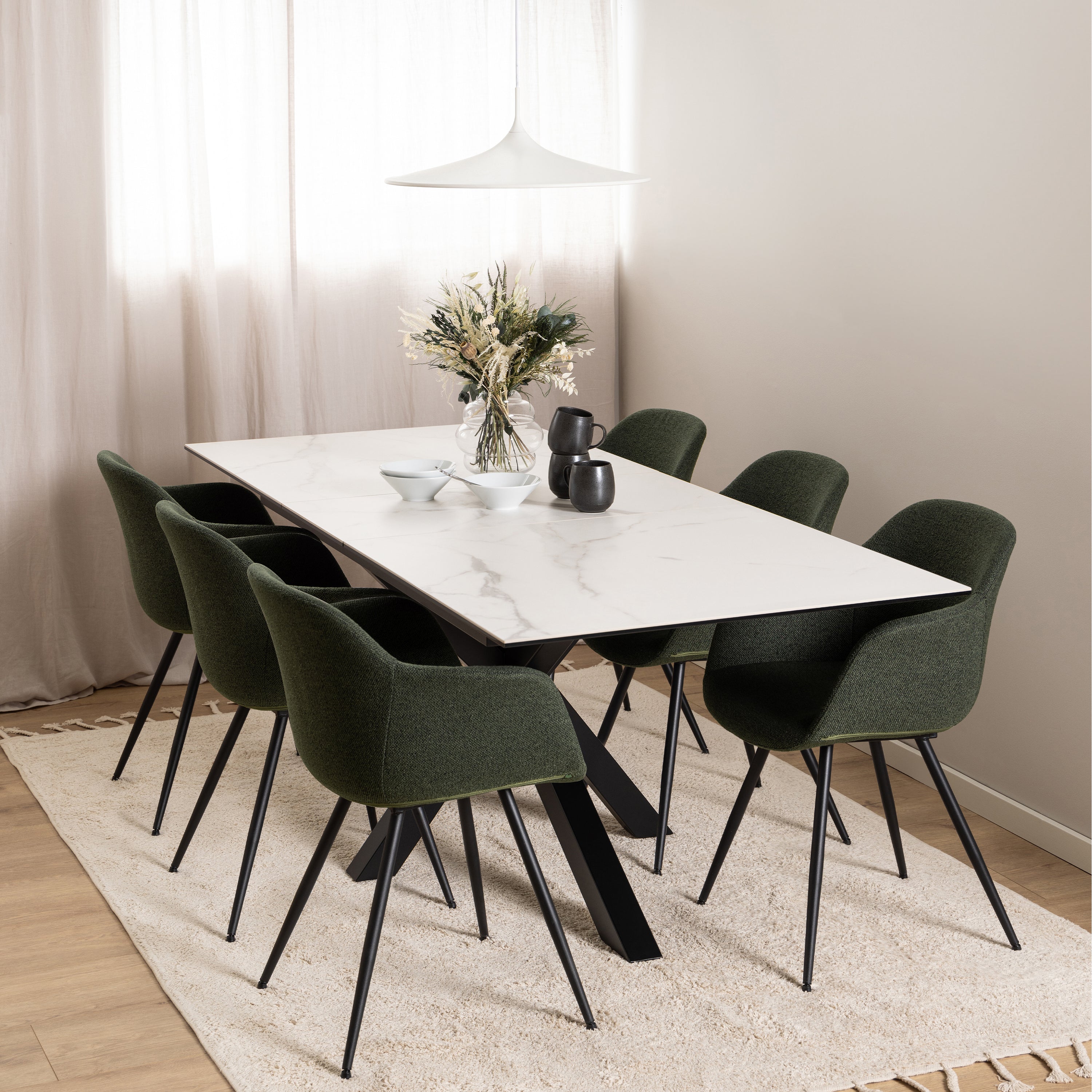 Heaven Extendable Dining Table with Ceramic White Top 168cm – FTG, view 5