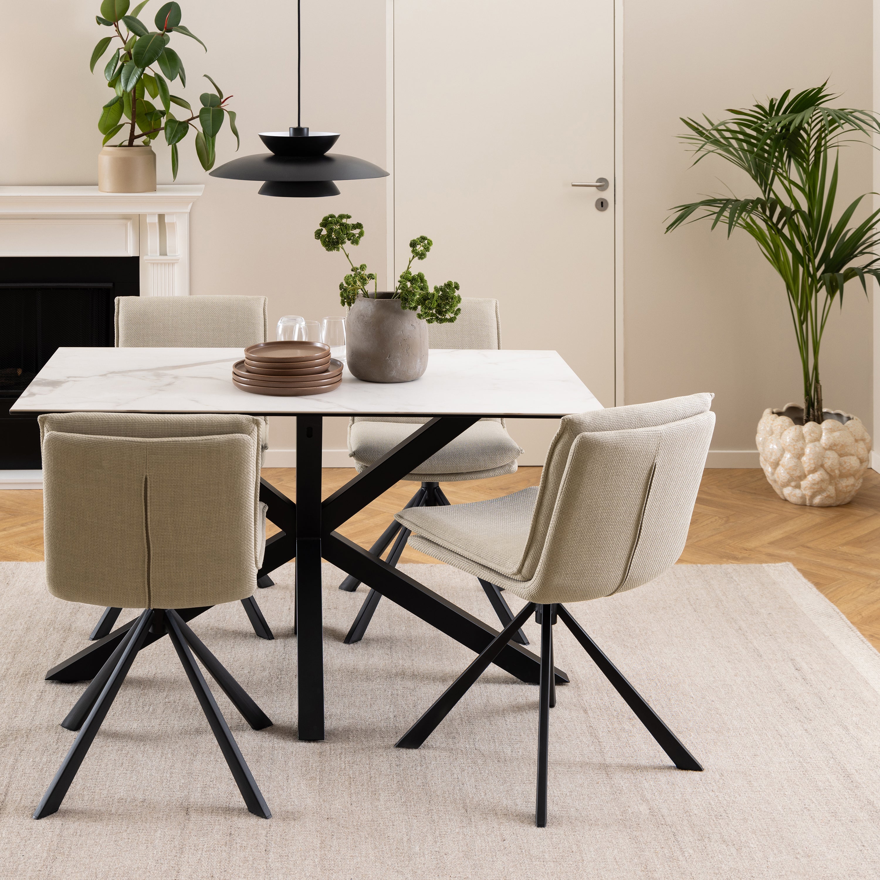 Heaven Dining Table with Ceramic White Top 135cm – FTG, view 3