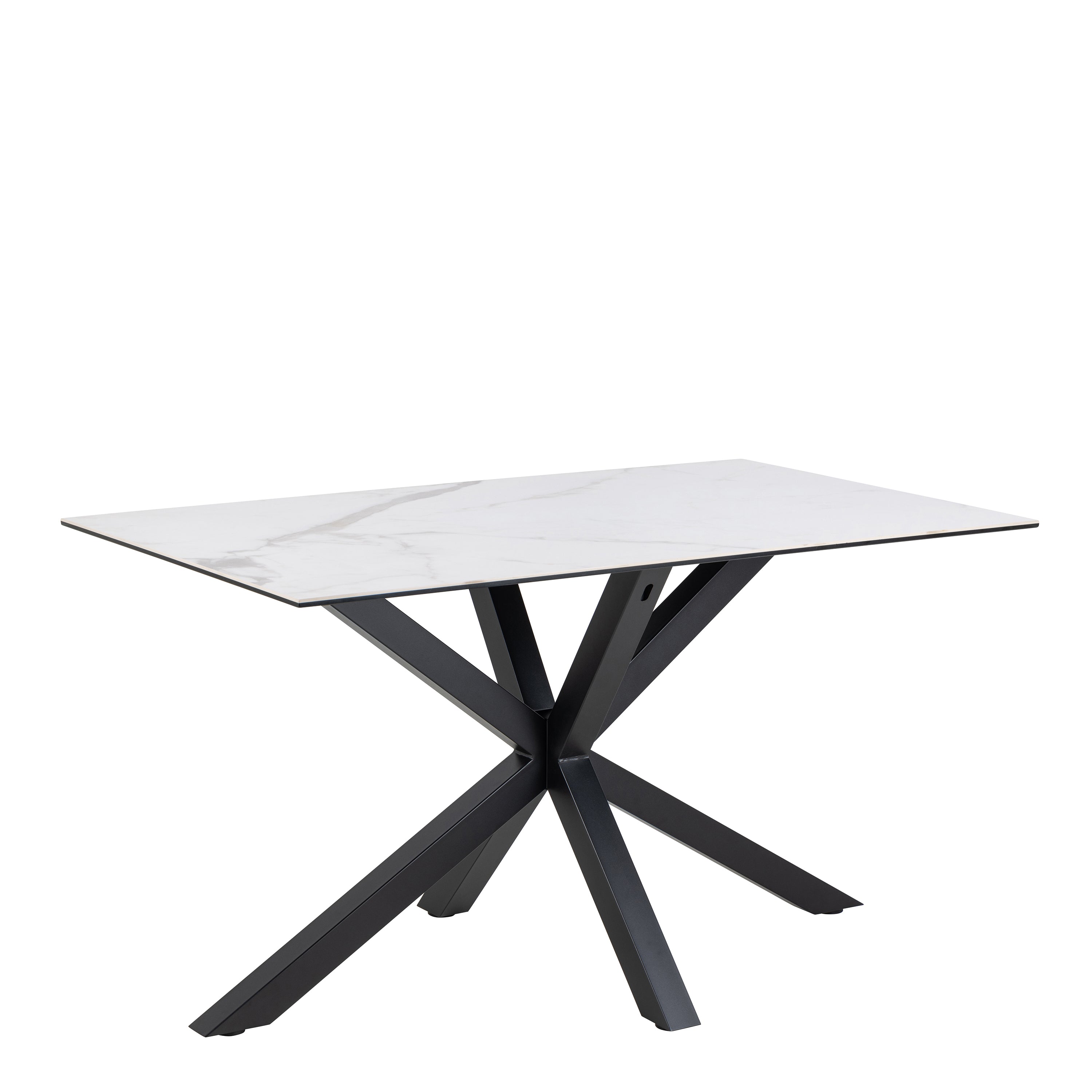 Heaven Dining Table with Ceramic White Top 135cm Included 4 Alonso Swivel Cream Dining Chair with Armrest – FTG, view 2