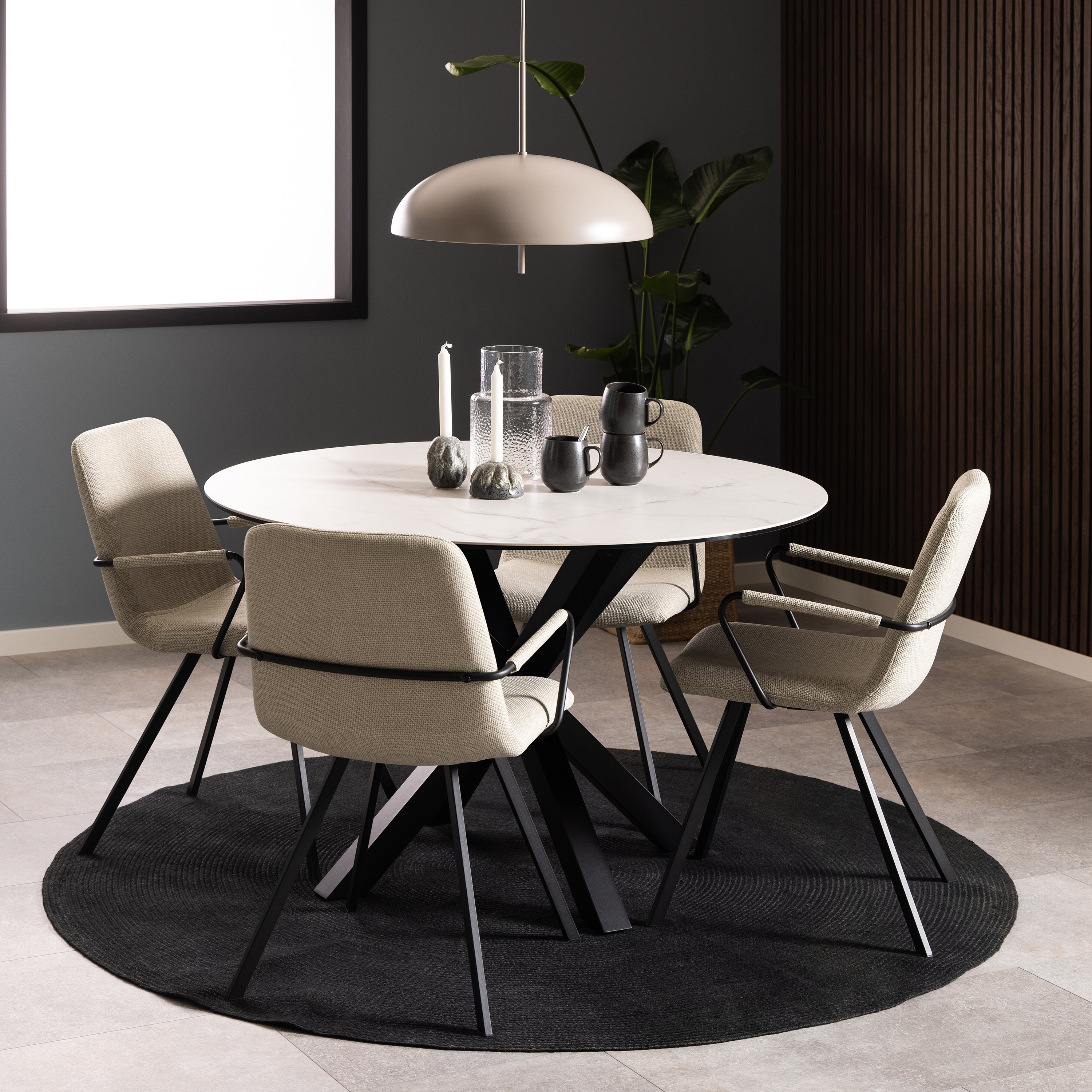 Heaven Round Dining Table with Ceramic White Top – FTG, view 3