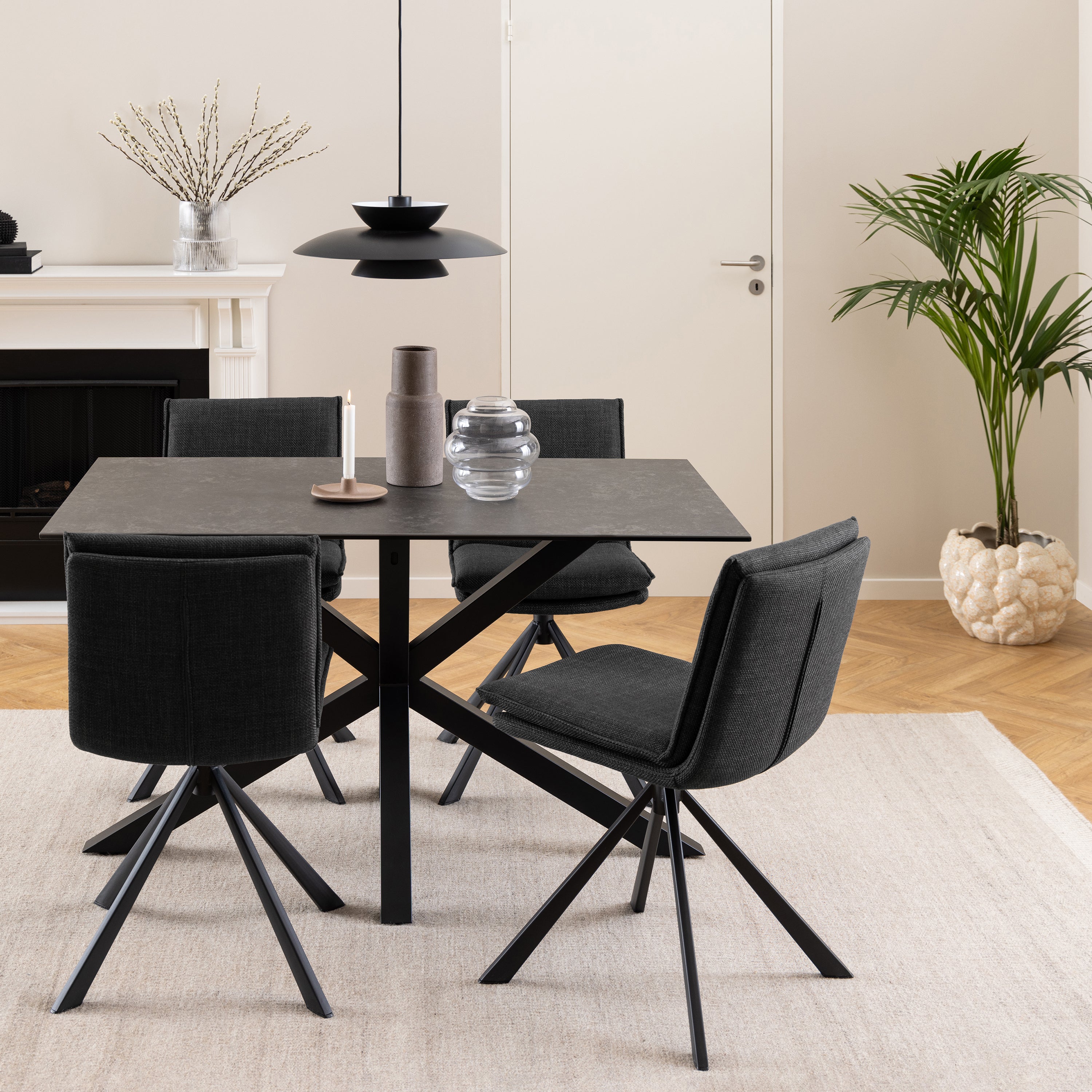 Heaven Dining Table with Ceramic Black Top 135cm – FTG, view 3