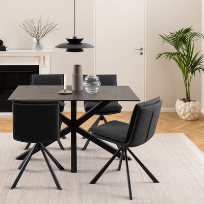 Heaven Dining Table with Ceramic Black Top 135cm – FTG, view 3