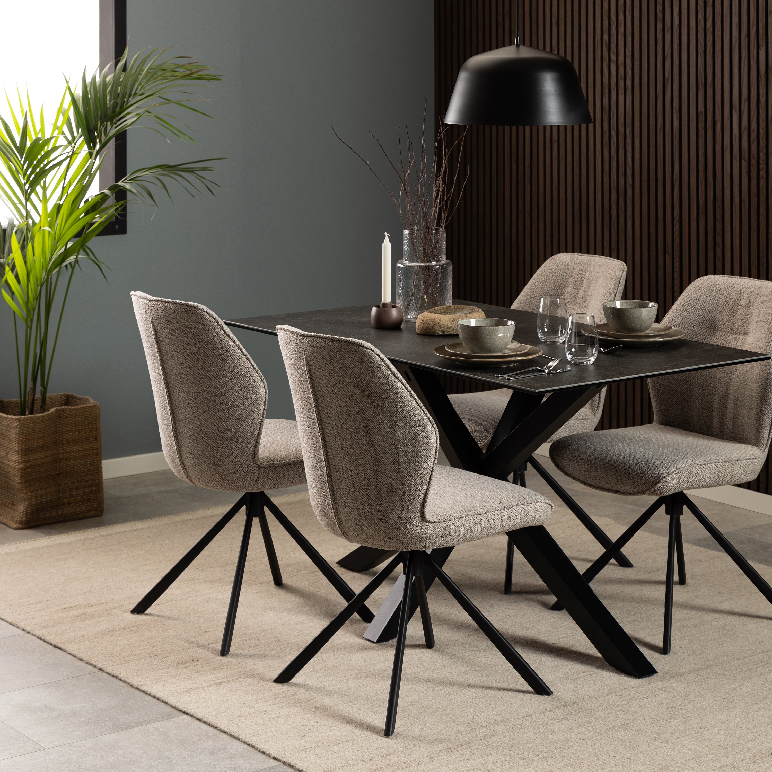 Heaven Dining Table with Ceramic Black Top 135cm – FTG, view 4