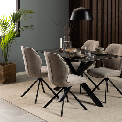 Heaven Dining Table with Ceramic Black Top 135cm – FTG, view 4