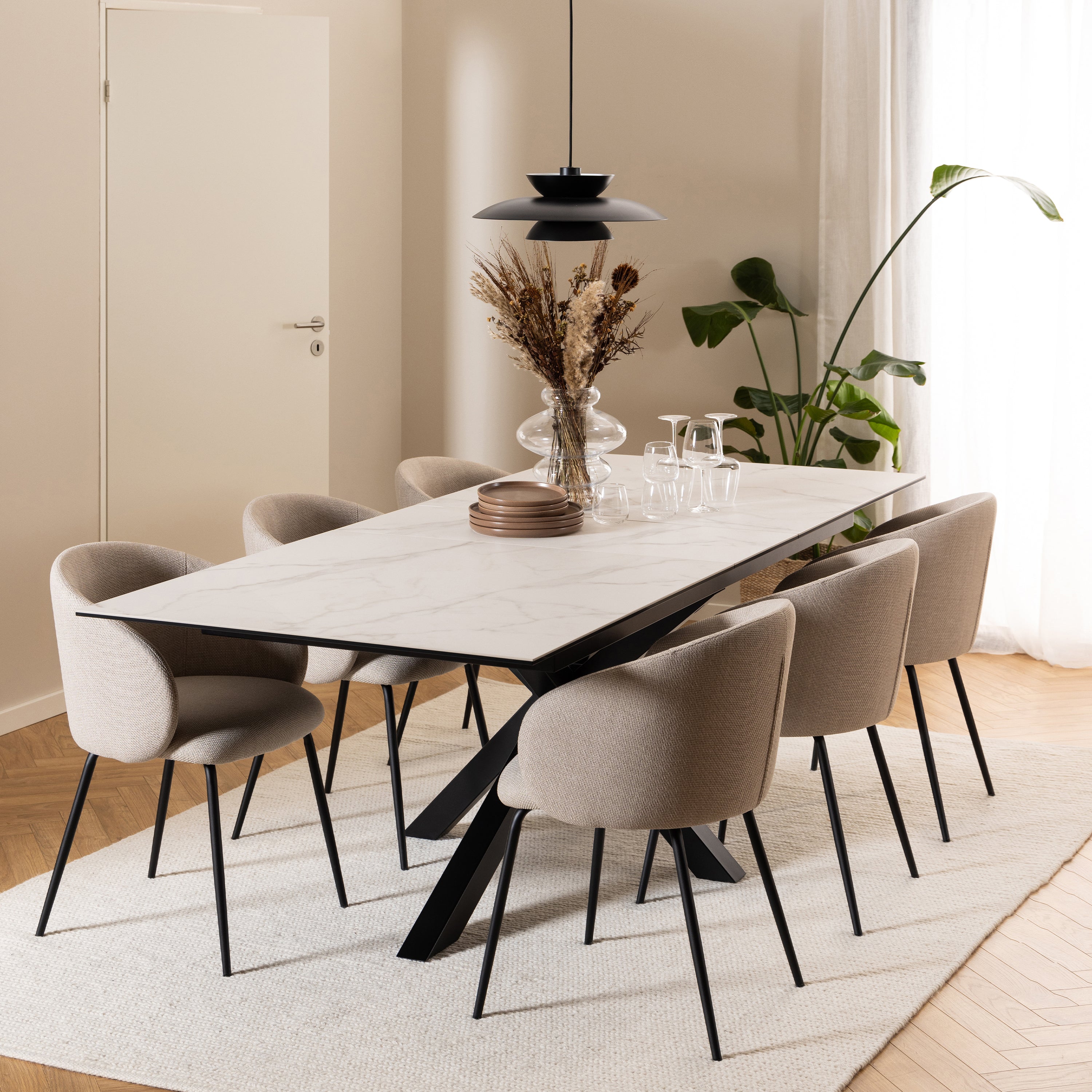 Heaven Extendable Dining Table with Ceramic White Top 200cm – FTG, view 4