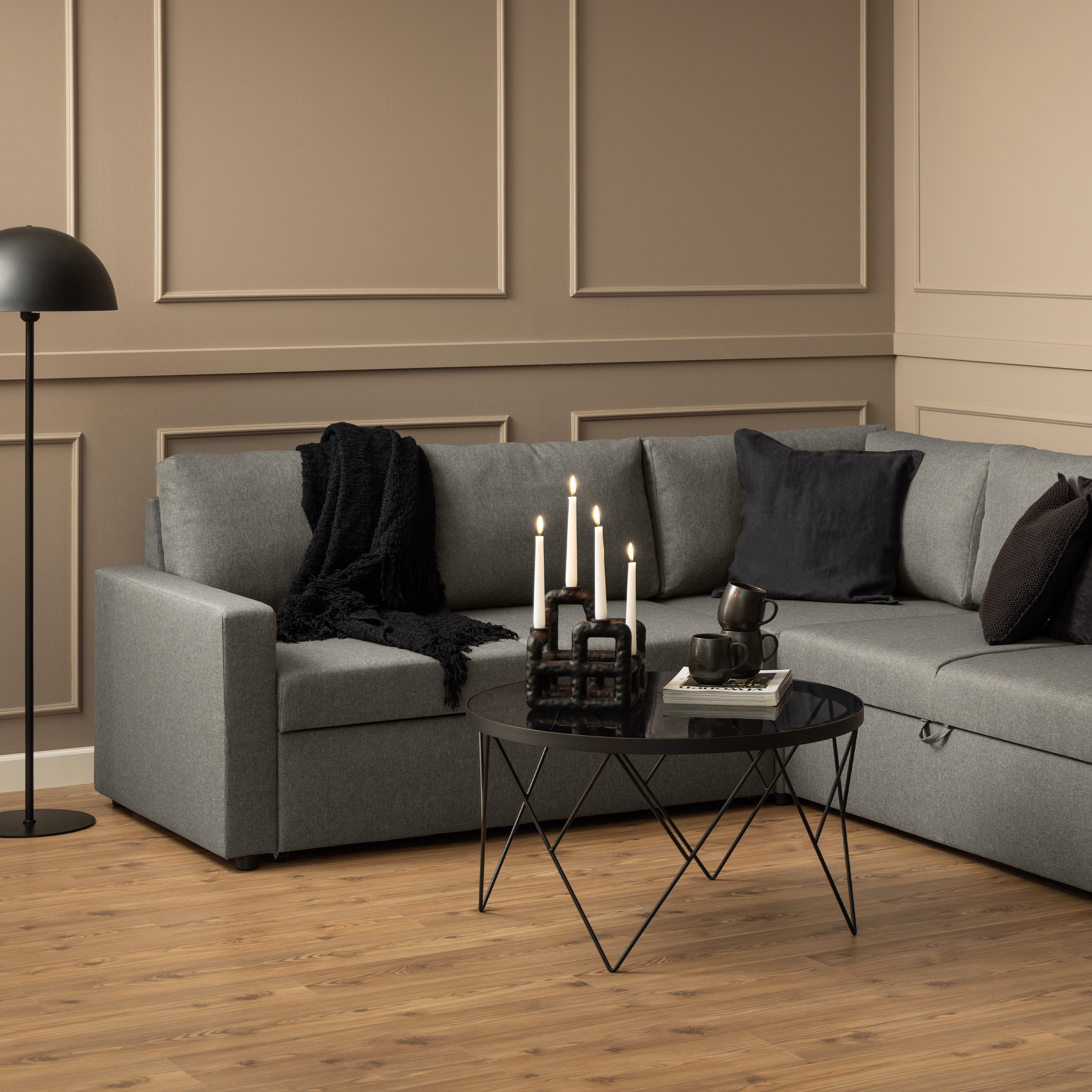 Halstow Coffee Table in Black with Smoked Glass Top – FTG, view 3