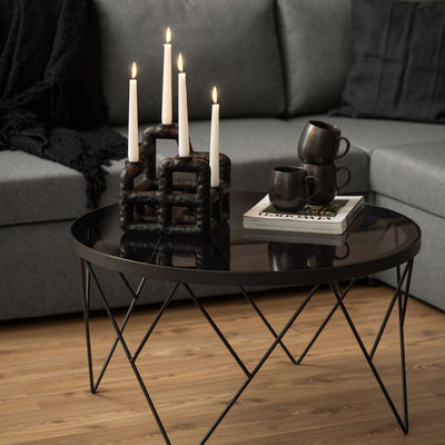 Halstow Coffee Table in Black with Smoked Glass Top – FTG, view 4