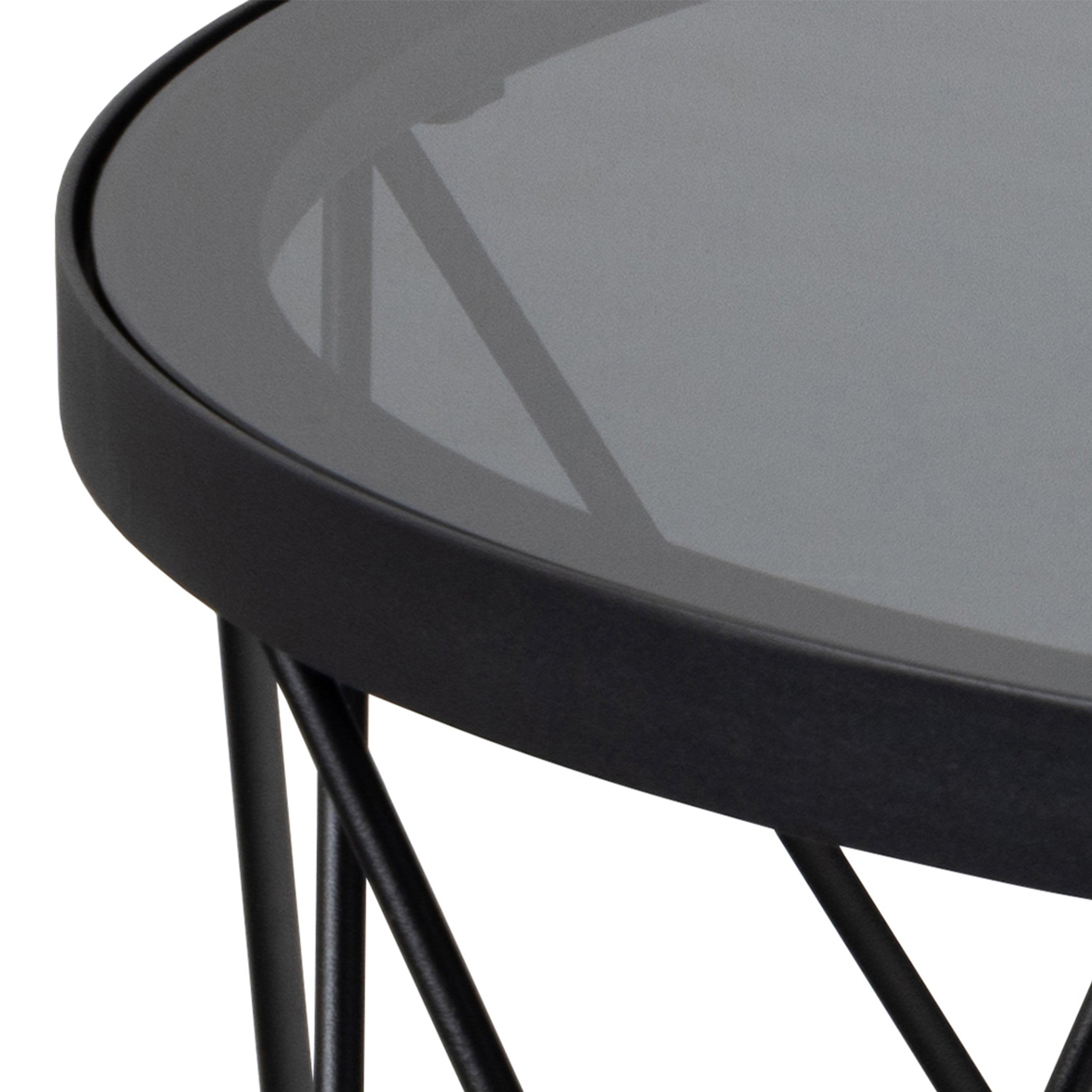 Halstow Coffee Table in Black with Smoked Glass Top – FTG, view 5