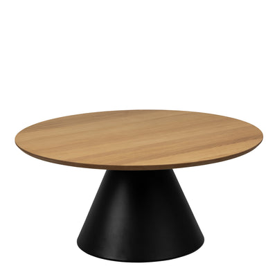 Soli Round Coffee Table in Oak/Black 85x40cm – FTG