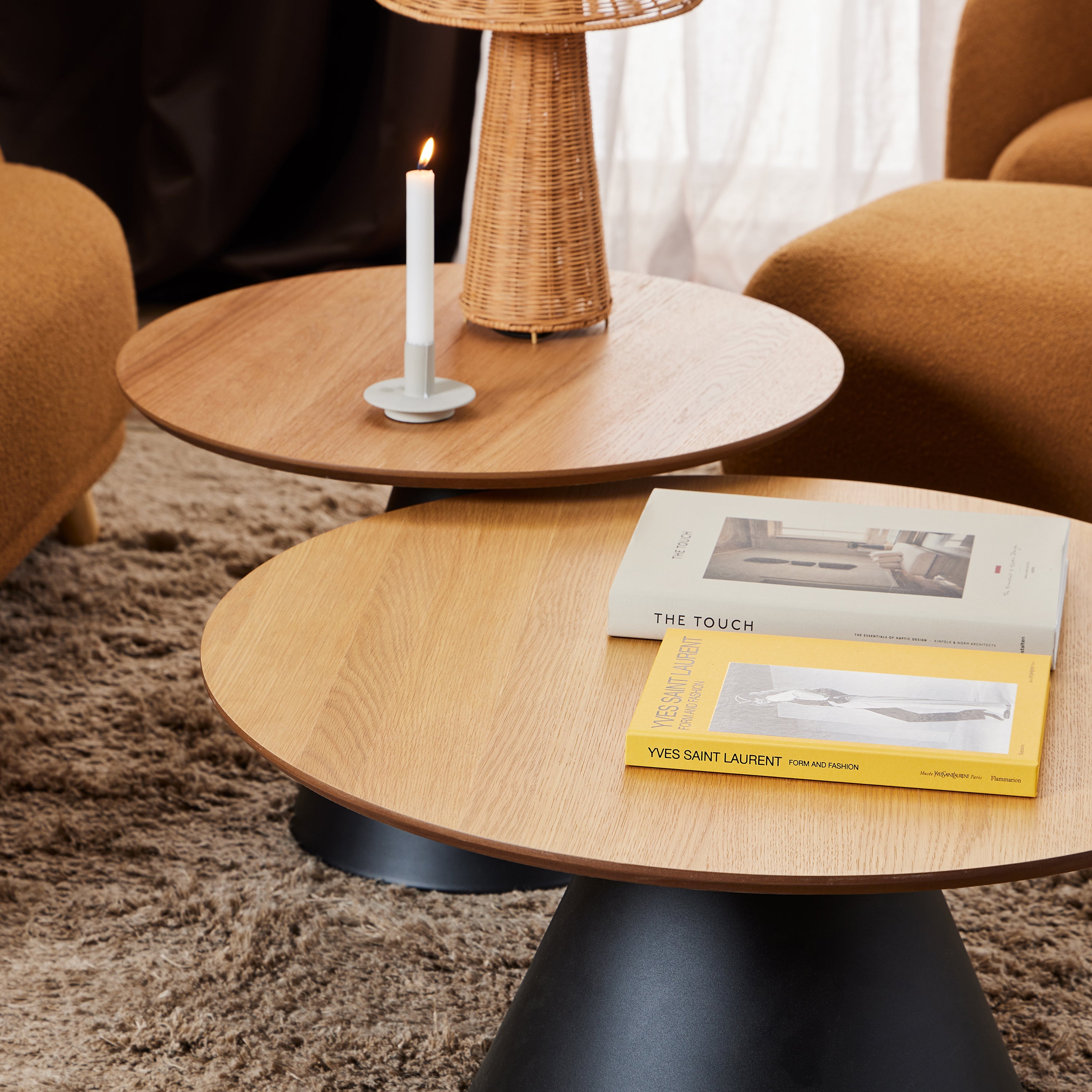 Soli Round Coffee Table in Oak/Black 65x43cm – FTG, view 4