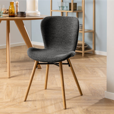 Batilda Dining Chairs with Grey Fabric and Oak Set of 2 – FTG, view 5